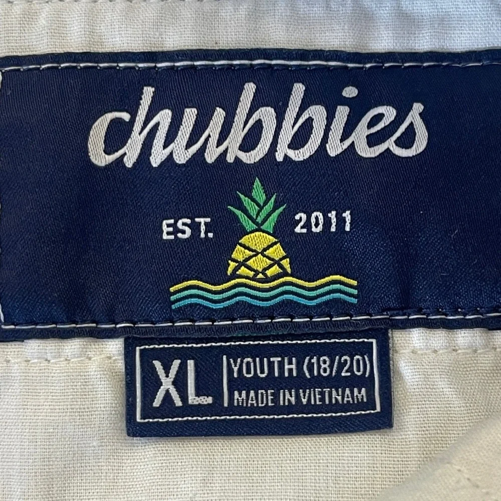 Chubbies Boys Khaki Performance Shorts Tan Elastic Waist Drawstring XL 18/20